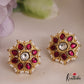 Beautiful Pearl Border Floral Kemp Stud Earrings E958