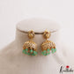 Pretty Peacock Nakshi Earrings With Green Bead Drops E1240