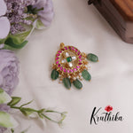 Trendy Jadau Jada Billa with Green Beads Drops J238