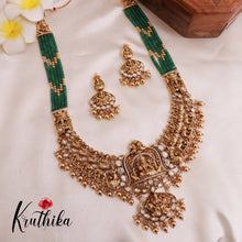 Exquistie Kundan Temple Nagas Green beads haaram LH811