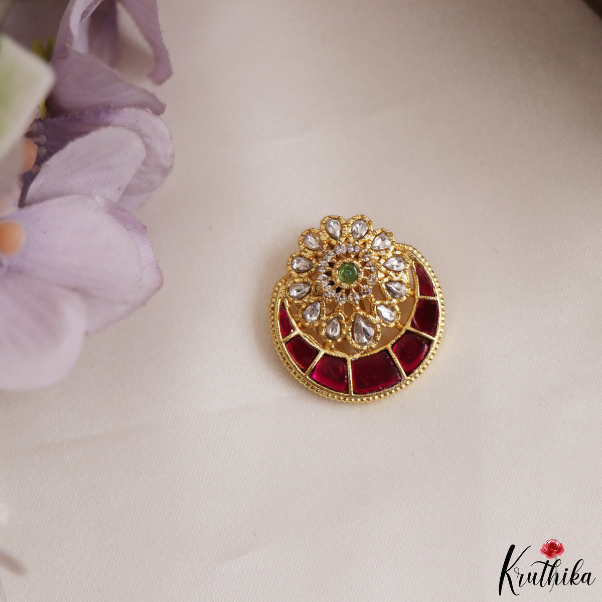 Pretty Floral Motifs Chandbali Jadau Pendant PS310