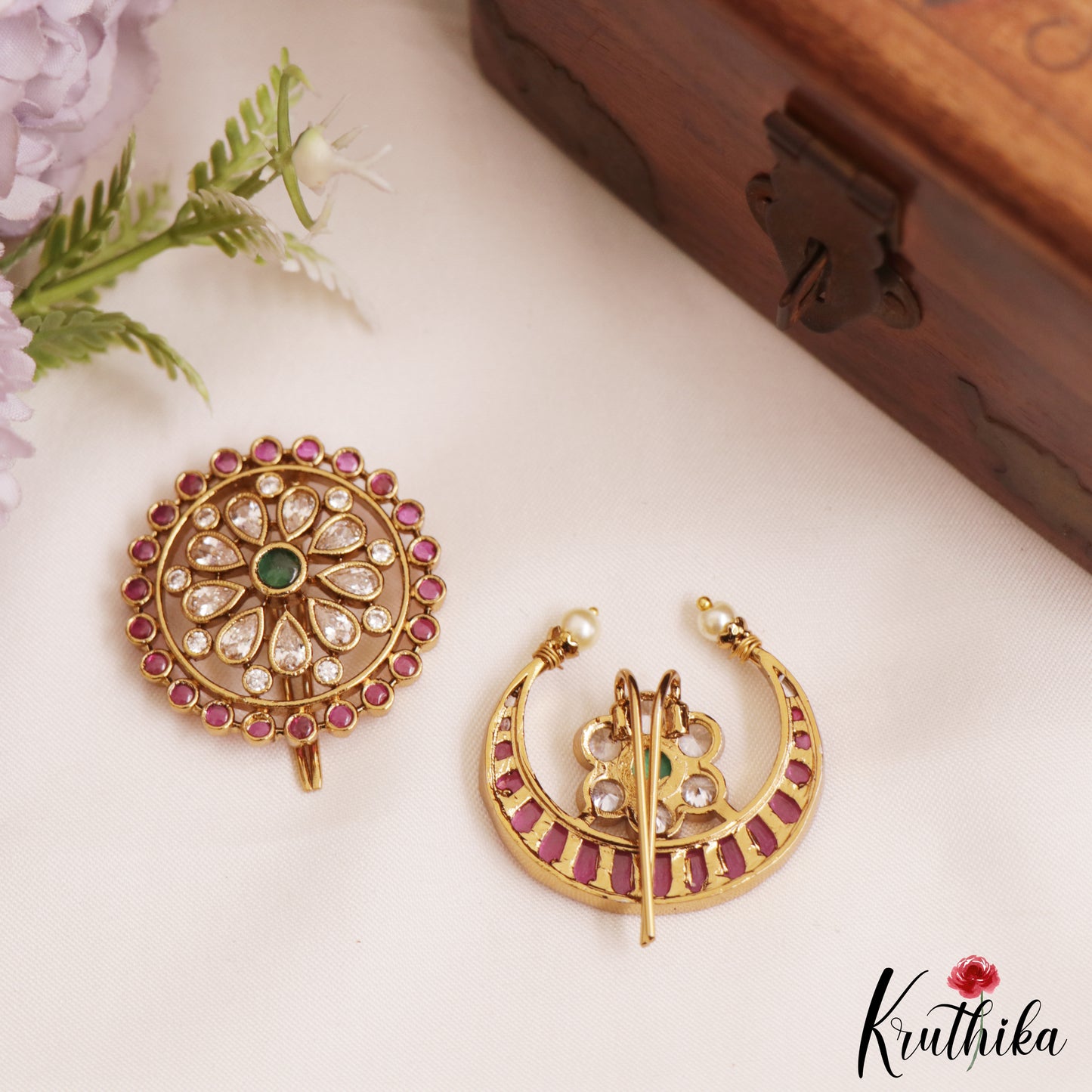 Elegant Floral Motifs Chandra Surya Kemp Hair Ornaments J379