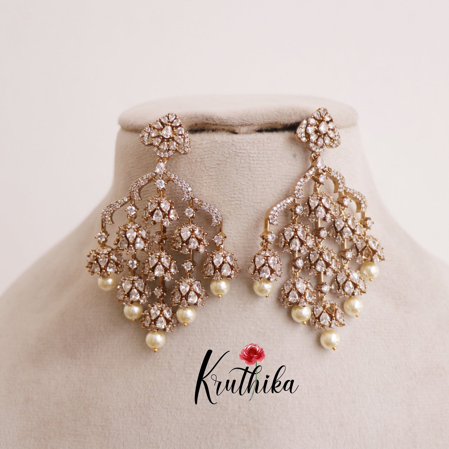 Beautiful Matte Finish AD Stone Earrings E513