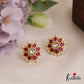Beautiful Pearl Border Floral Kemp Stud Earrings E958