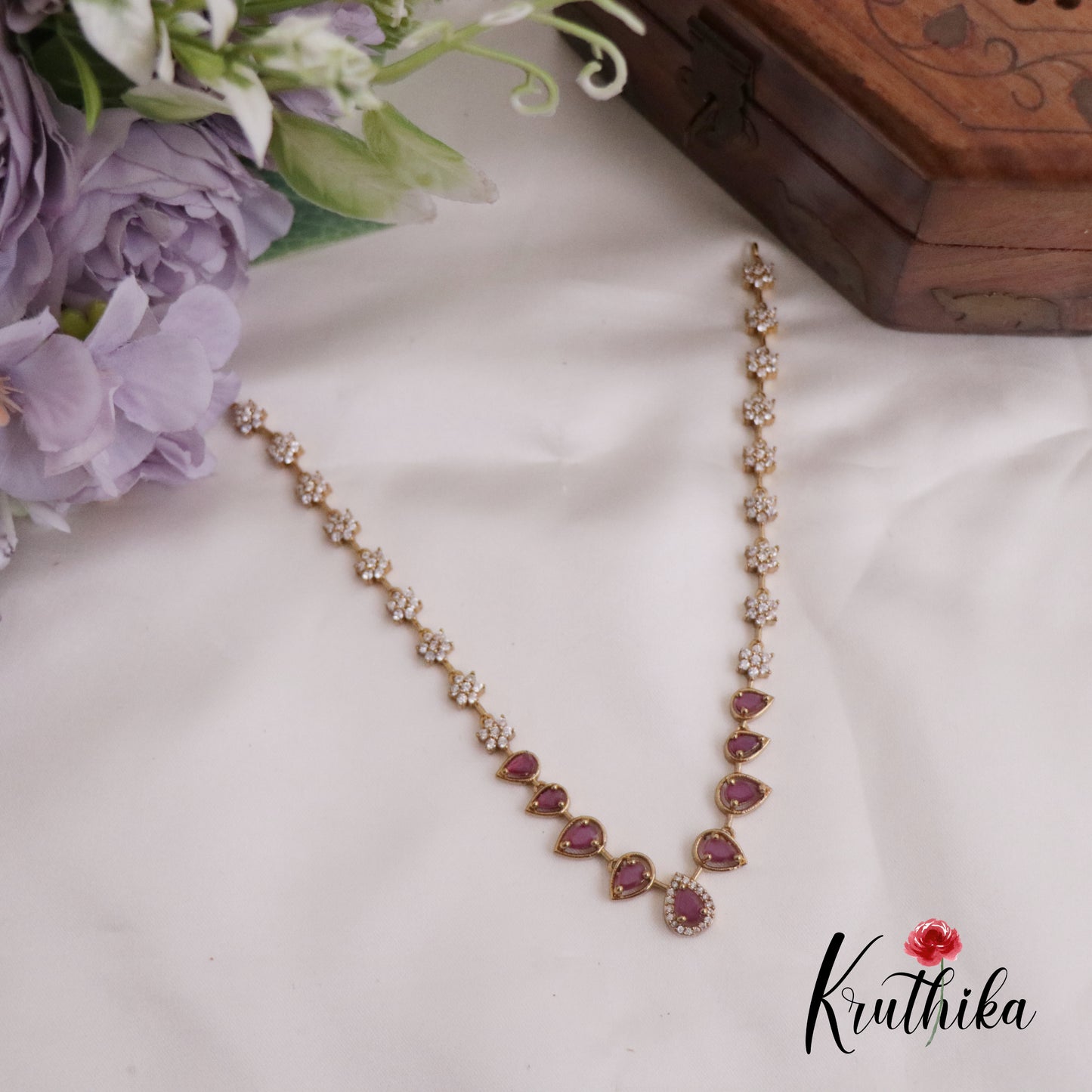 Simple Trendy AD Victorian Necklace NC2254 (Available in 2 Colours)