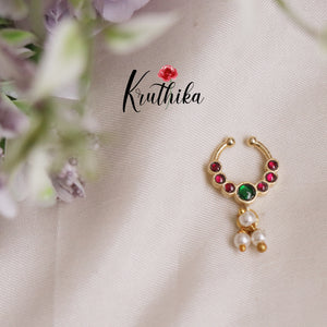 Simple Jadau Septum Nose Ring- No Piercing Required N31 (Available in 5 Colours)