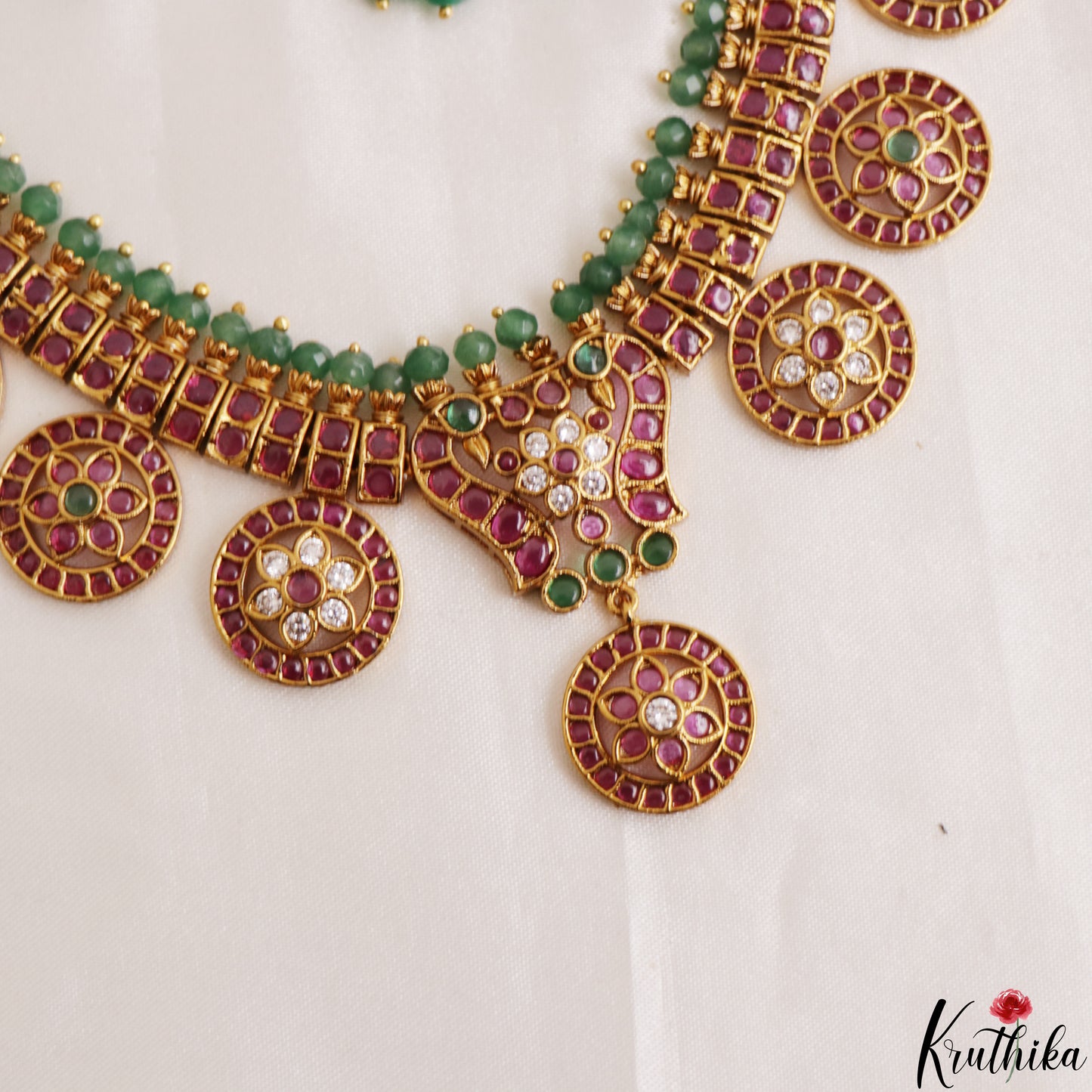 Premium Peacock Floral Motifs Kemp Choker NC3194