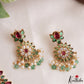 Gorgeous Floral Motifs Jadau Necklace With Green Bead Drops NC3218 (Available In 3 Colors)