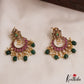 Pretty Floral Motifs Chandbali Earrings With Bead Drops E1092 (Available In 2 Colors)