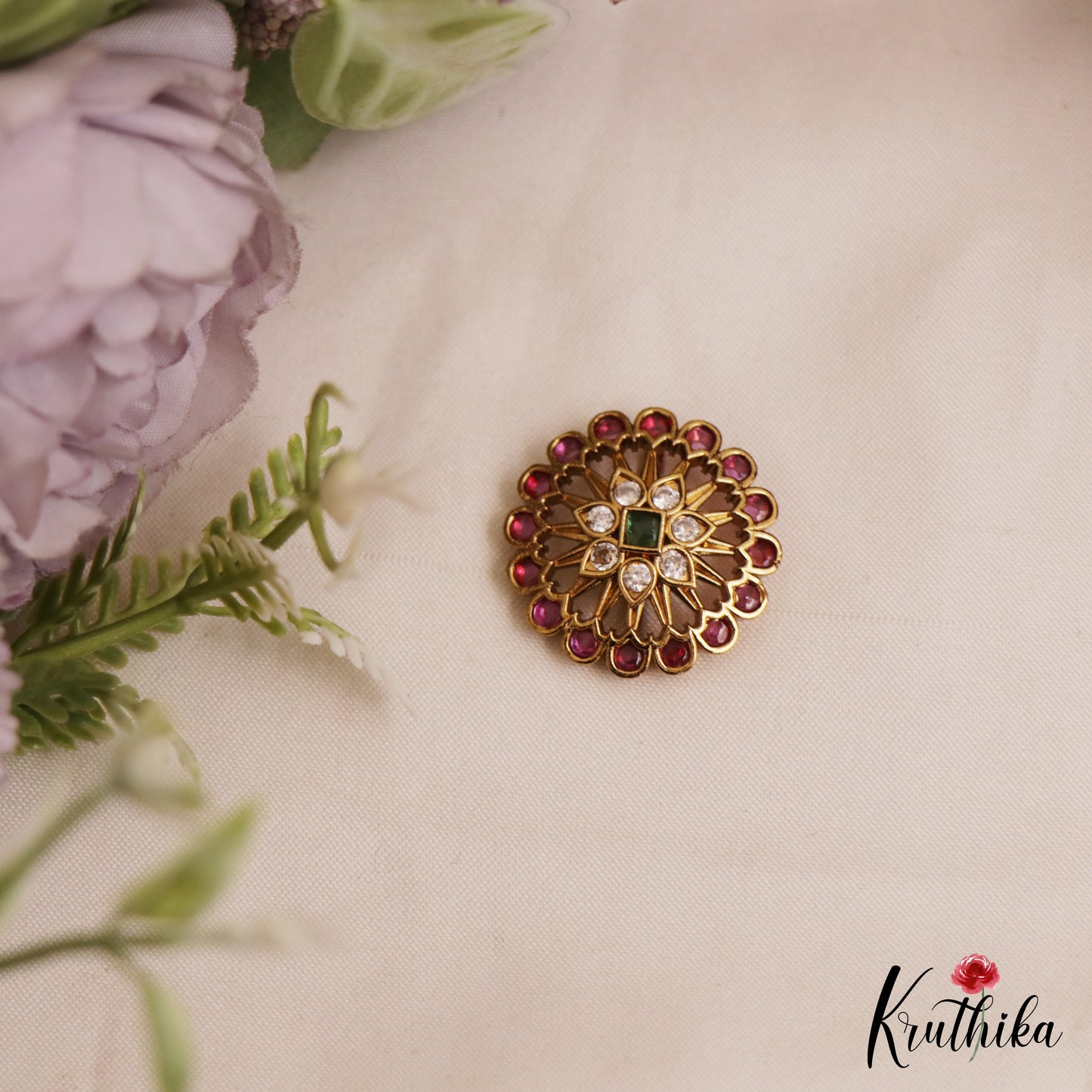 Elegant Floral Motifs Gold-Tone Chandra Surya Kemp Hair Ornaments  J390