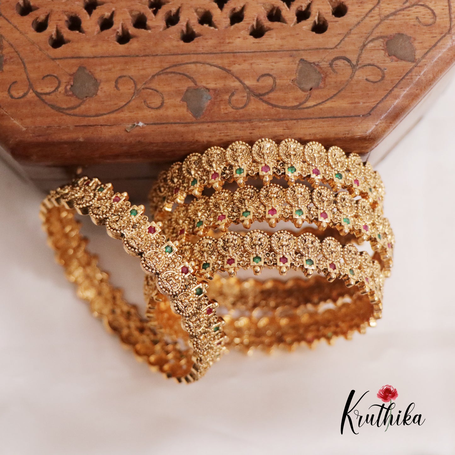 Trendy Antique Lakshmi Coin/Bottu Bangles B239 (Set of 4 Bangles)