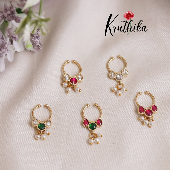 Trendy Jadau Septum Nose Ring- No Piercing Required N30 (Available in 5 Colours)
