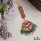 Beautiful Jadau Maang Tika With Green Bead Drops MT420