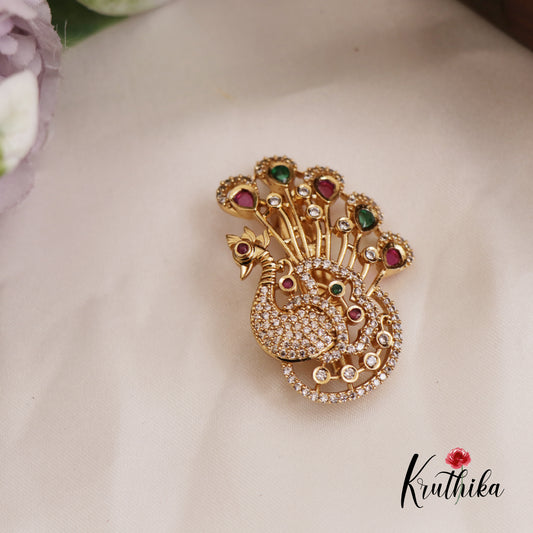 Trendy Peacock Motifs Kemp Saree Pin SP52