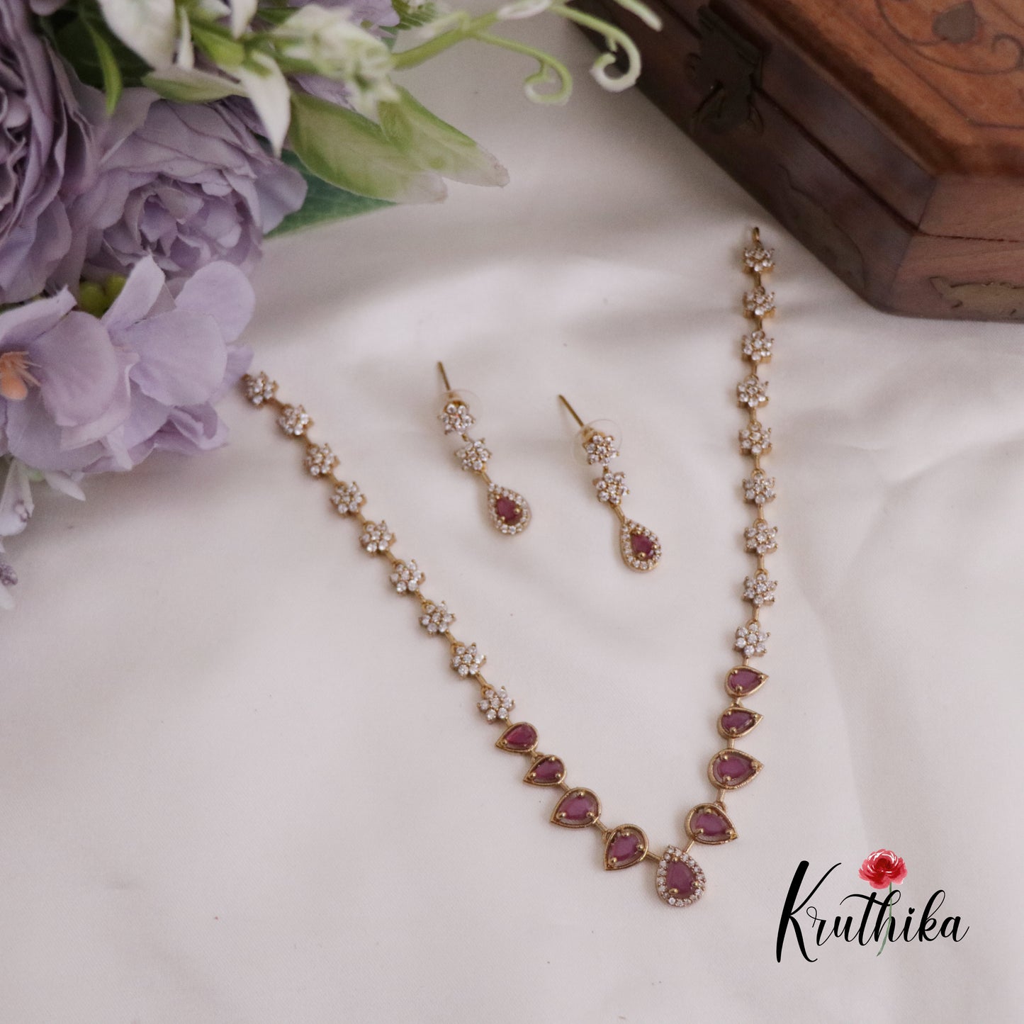 Simple Trendy AD Victorian Necklace NC2254 (Available in 2 Colours)