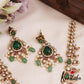 Sparkling Mango Motifs AD Victorian Necklace With Green Bead Drops NC2856 (Available In 2 Colors)