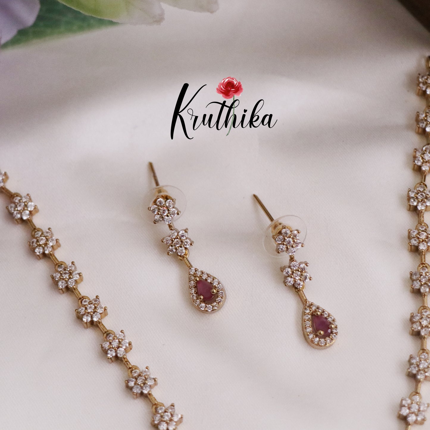 Simple Trendy AD Victorian Necklace NC2254 (Available in 2 Colours)