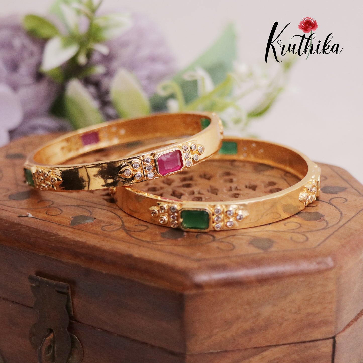 Trendy AD Multi Stone Bangles B249 (Set of 2 Bangles)