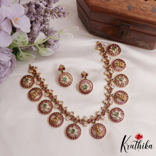Beautiful Lakshmi Bottu Mala with Kemp Stones Necklace NC2506