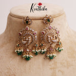 Classic CZ Peacock Triple Jhumkas E626 (Available in 2 Colours)