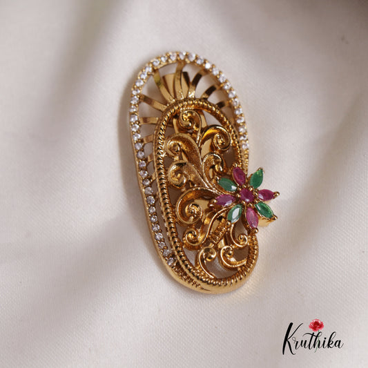 Premium Antique Kemp Floral Saree Pin SP25