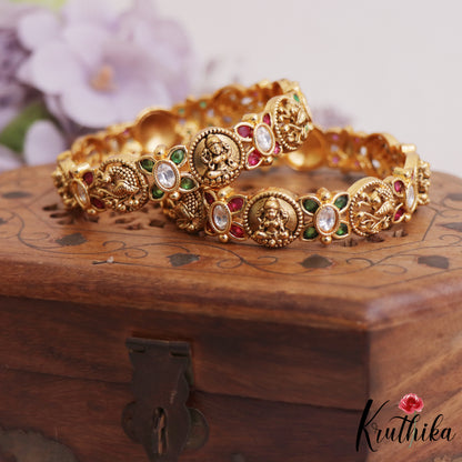 Beautiful Antique Lakshmi Floral Motifs Bangles B466 (Set 2 Bangles)