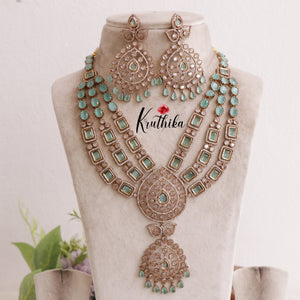 Gorgeous AD Moissanite Three Layer Haaram LH1889 (Available in 5 Colours)