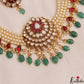 Gorgeous Floral Motifs Multi Pearl Strand Polki Jadau Choker With Green Bead Drops NC3011