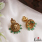 Pretty Peacock Nakshi Earrings With Green Bead Drops E1240