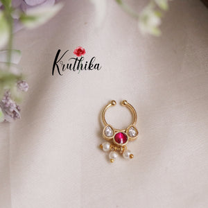 Trendy Jadau Septum Nose Ring- No Piercing Required N30 (Available in 5 Colours)