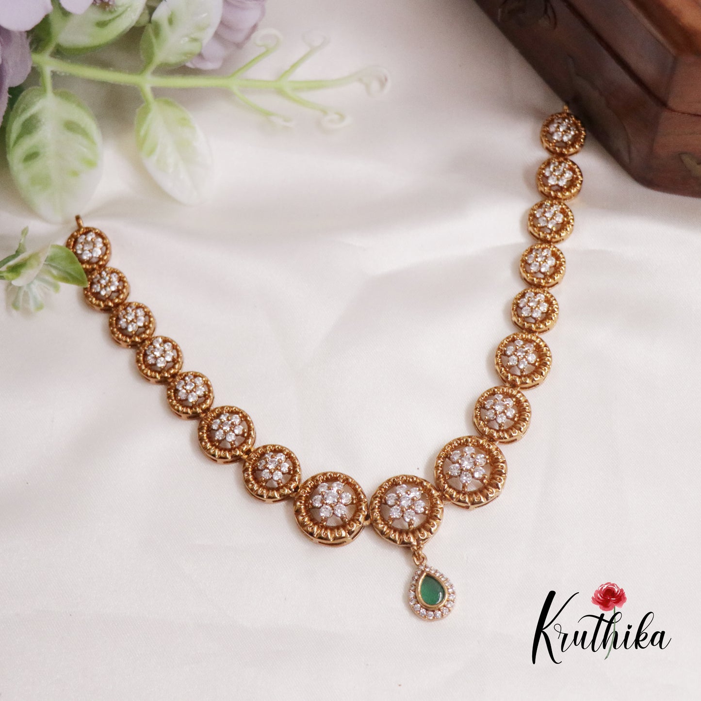 Simple CZ Sparkling Floral Necklace NC2242 (Available in 2 Colors)