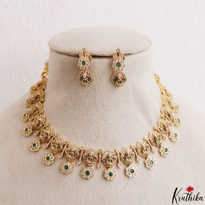 Classic Antique Nagas Lakshmi Floral Motifs Temple Choker NC3184 (Available In 2 Colors)