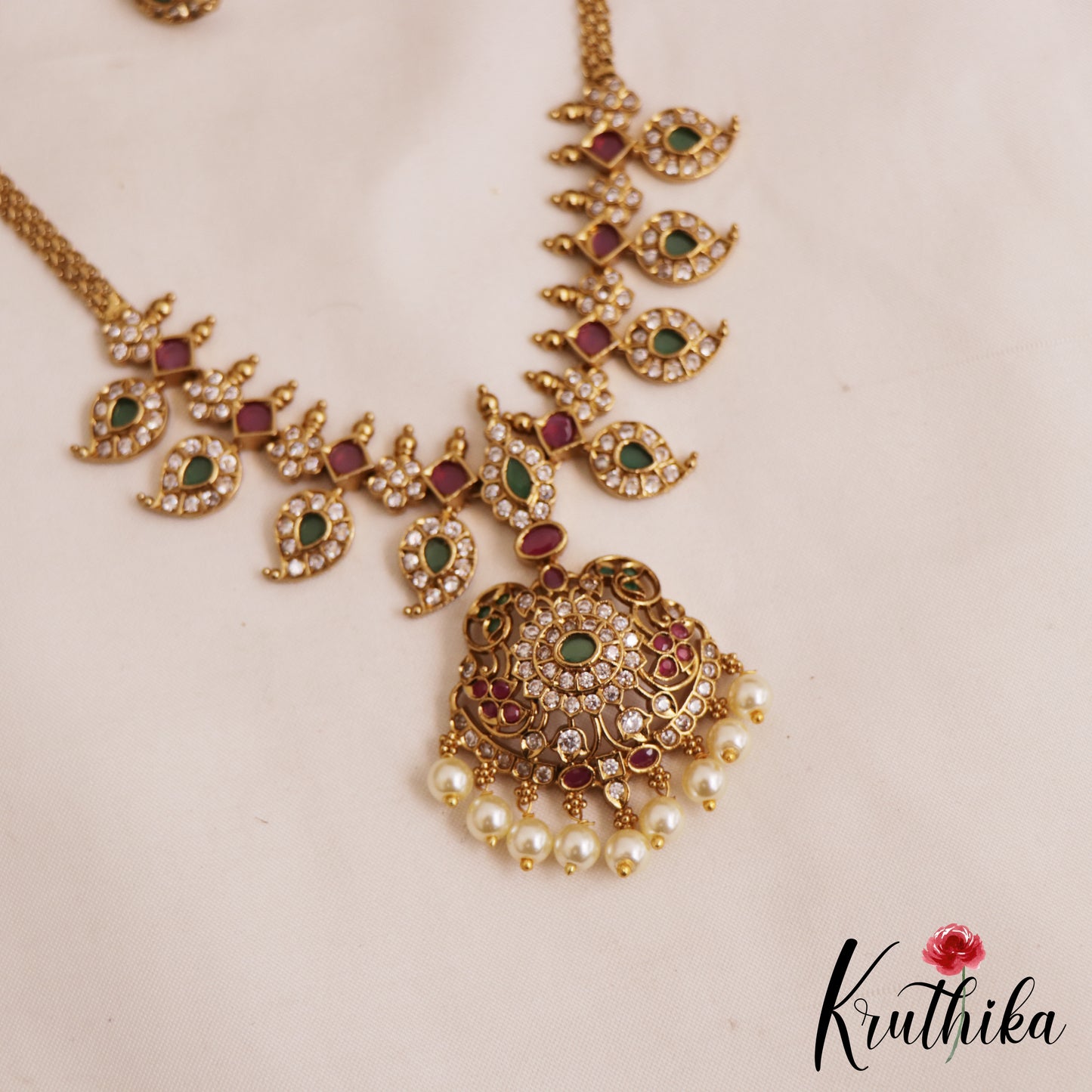 Elegant Mango Motifs Choker With Pearl Drops NC2828