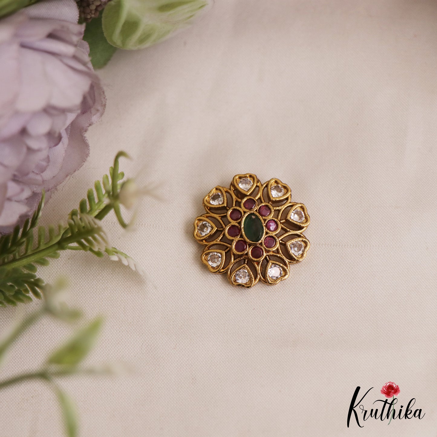 Pretty Floral Motifs Gold-Tone Chandra Surya Kemp Hair Ornaments J389