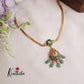 Simple Peacock Jadau Necklace with Green Beads Drops NC2210