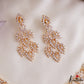 Stunning Leaf Motifs Diamond-Finish Gold-Tone CZ Necklace NC3244