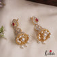 Classic Mango Motifs AD Jhumkas With Pearl Drops E1096  (Available In 3 Colors)