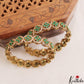 Stunning Floral Motifs Gold-Tone Diamond-Finish AD Bangles B527 (Set of 2)|(Available In 2 Colors)