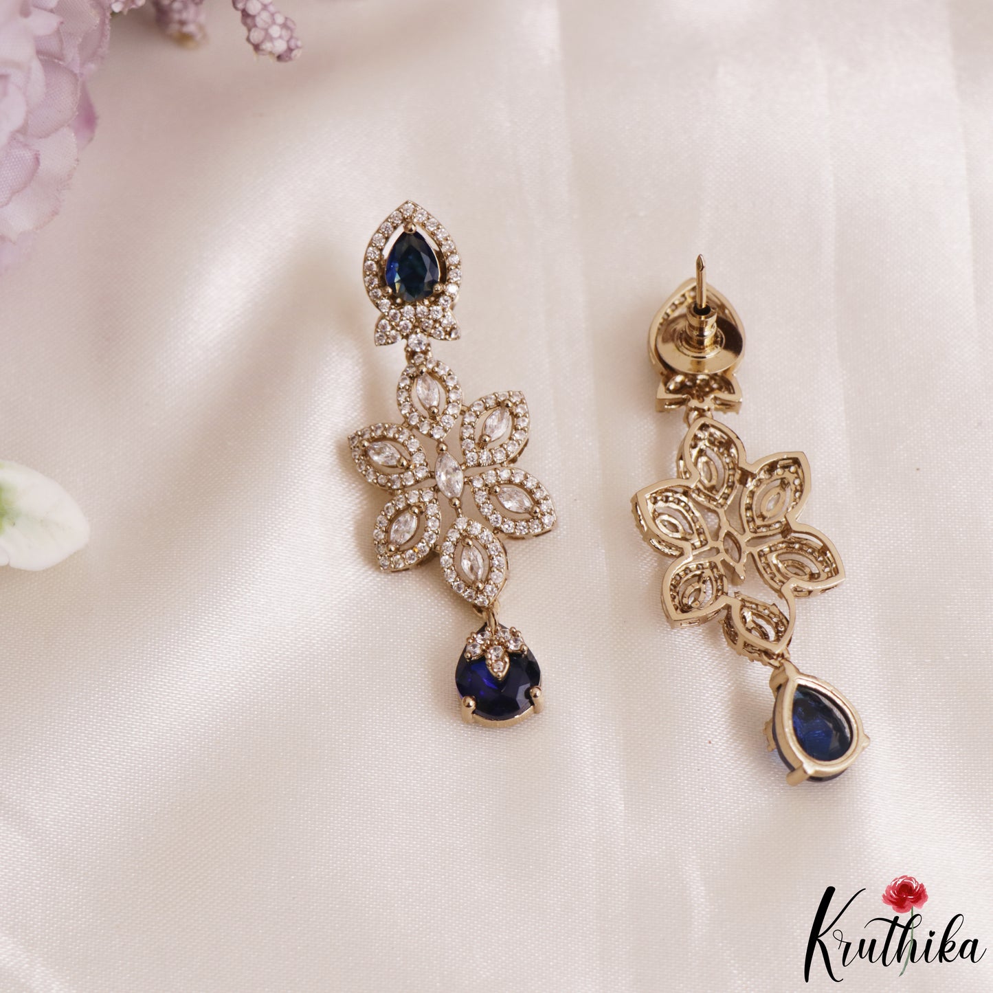 Sparkling Floral Leaf Motifs CZ Victorian Necklace NC3152 (Available In 6 Colors)