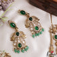 Stunning CZ Victorian Statement Haaram With Green Bead Drops LH2218 (Available In 3 Colors)