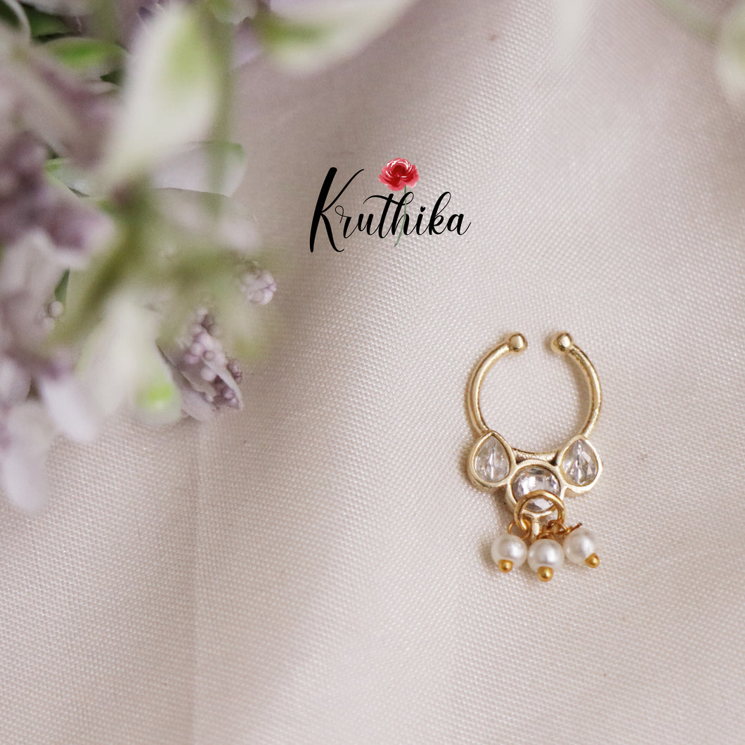 Trendy Jadau Septum Nose Ring- No Piercing Required N30 (Available in 5 Colours)