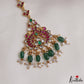 Beautiful Jadau Maang Tika With Green Bead Drops MT421