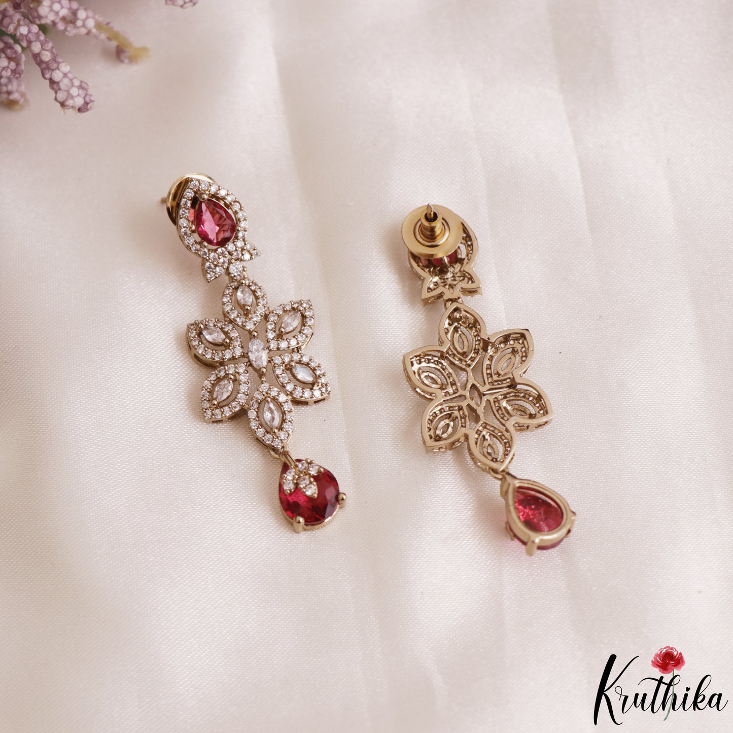 Sparkling Floral Leaf Motifs CZ Victorian Necklace NC3152 (Available In 6 Colors)