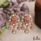 Trendy Floral Motifs Polki Victorian Stud Earrings With Teardrop Drops E1085 (Available In 4 Colors)