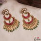 Premium Floral Polki Chandbali Jadau Earrings With Pearl Bead Drops E1139 (Available In 2 Colors)