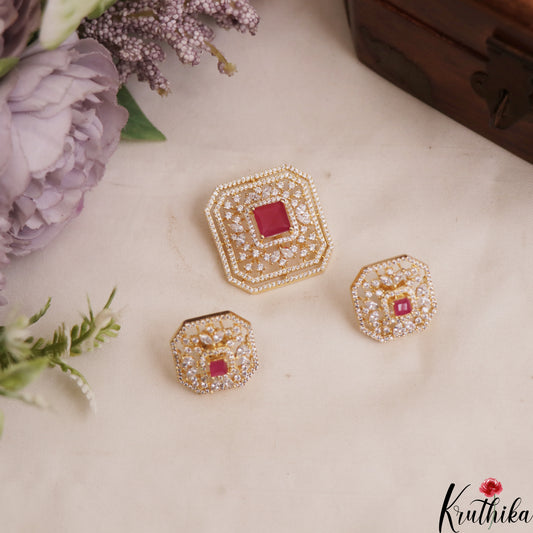 Trendy Geometric Motifs CZ Pendant Set PS289 (Available In 2 Colors)
