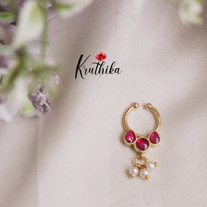 Trendy Jadau Septum Nose Ring- No Piercing Required N30 (Available in 5 Colours)
