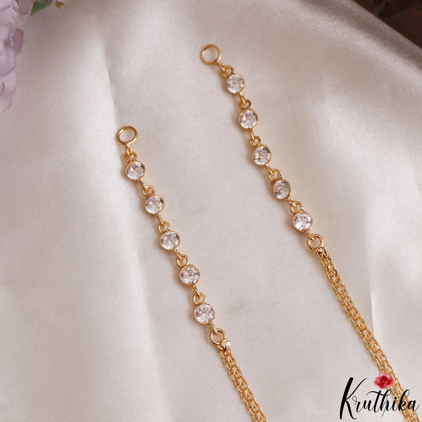Simple Gold-Tone CZ Earchains EC224 (Available In 3 Colors)