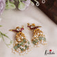 Premium Peacock Motifs Jhumka Jadau Earrings With Pearl And Bead Drops E845
