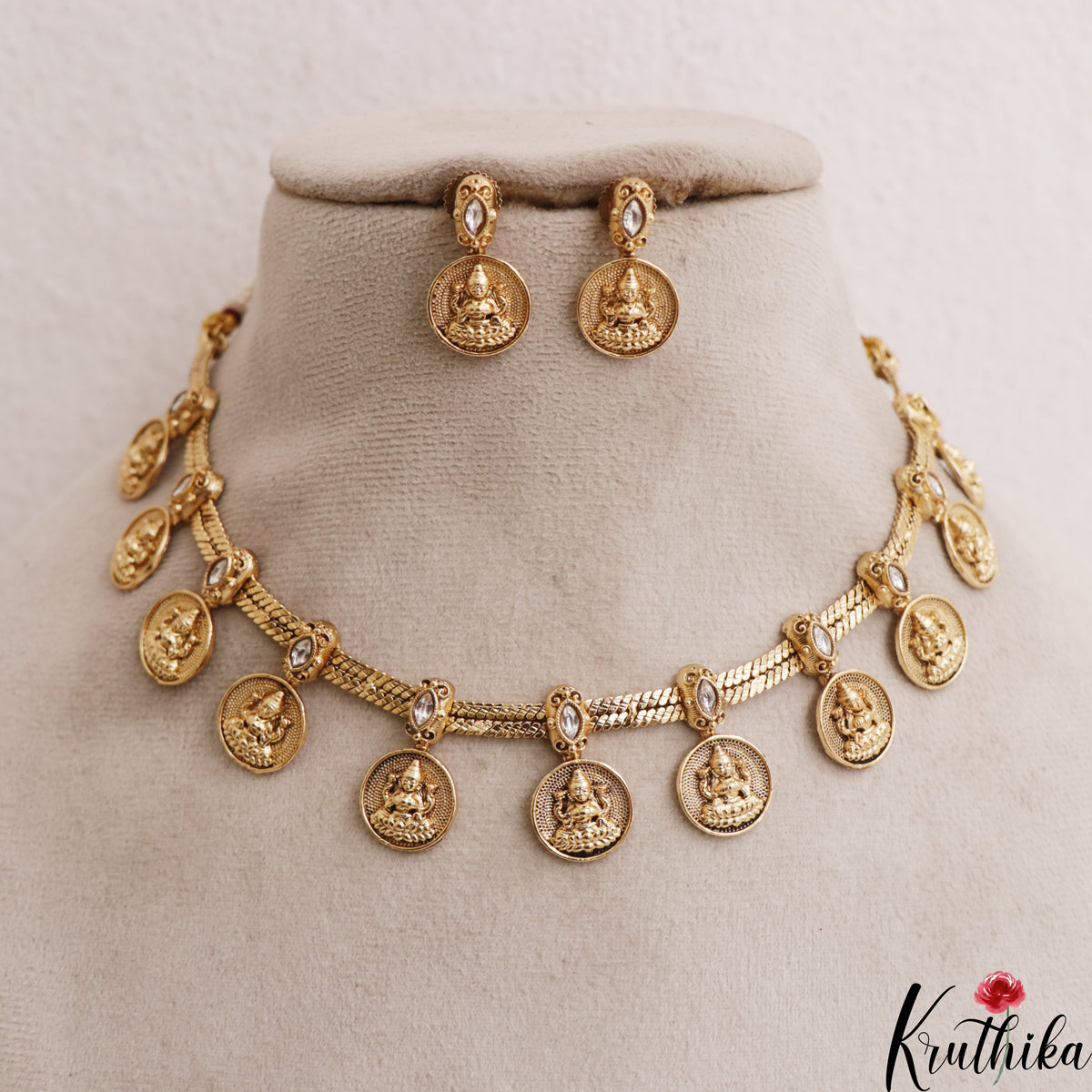 Traditional Lakshmi Coin Choker NC2588 (Available In 2 Colors)